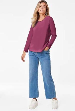 T-Shirt mit Rundhals - bordeaux - Gr. 25 von Goldner Fashion
