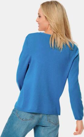 Weiche Kaschmirstrickjacke mit V-Ausschnitt - blau - Gr. 38 von Goldner Fashion