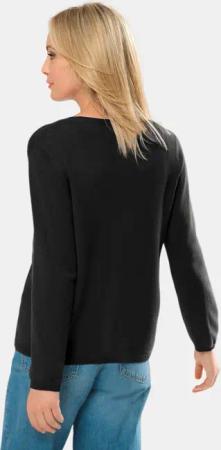 Weiche Kaschmirstrickjacke mit V-Ausschnitt - schwarz - Gr. 21 von Goldner Fashion