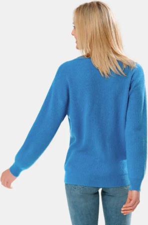 Kaschmirpullover in Patentstrick mit Rundhals - blau - Gr. 21 von Goldner Fashion