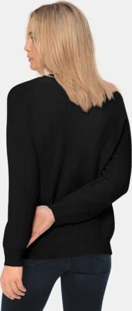 Kaschmirpullover in Patentstrick mit V-Ausschnitt - schwarz - Gr. 22 von Goldner Fashion