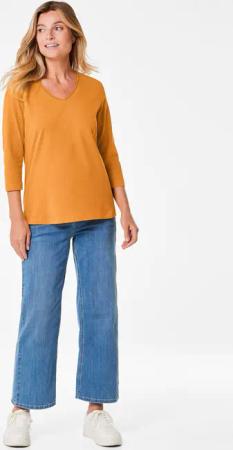 Shirt mit V-Ausschnitt - honig - Gr. 40 von Goldner Fashion