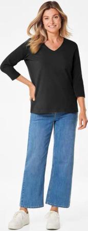 Shirt mit V-Ausschnitt - schwarz - Gr. 48 von Goldner Fashion