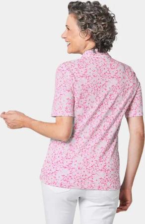 Pikee-Druckpoloshirt - pink / weiß - Gr. 44 von Goldner Fashion