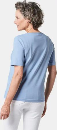 T-Shirt mit charmantem Ausschnitt und Schmucksteinchen - hellblau - Gr. 23 von Goldner Fashion