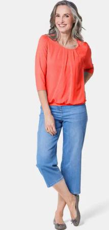 Gepflegtes Shirt in eleganter Blusen-Optik - orange - Gr. 50 von Goldner Fashion