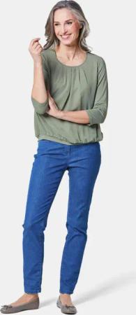 Gepflegtes Shirt in eleganter Blusen-Optik - graugrün - Gr. 44 von Goldner Fashion