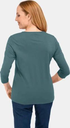 T-Shirt mit charmantem Ausschnitt und Schmucksteinchen - salbei - Gr. 40 von Goldner Fashion