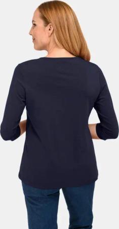 T-Shirt mit charmantem Ausschnitt und Schmucksteinchen - marine - Gr. 20 von Goldner Fashion