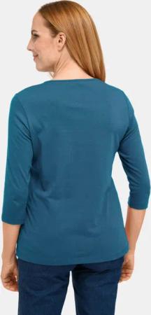 T-Shirt mit charmantem Ausschnitt und Schmucksteinchen - petrol - Gr. 21 von Goldner Fashion