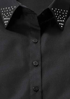 Blusenkragen mit Schmucksteinchen - schwarz - Gr. 46 von Goldner Fashion