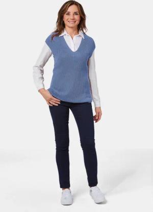 Modischer Pullunder - blau / melange - Gr. 24 von Goldner Fashion