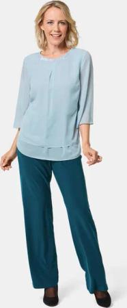 Luftige Chiffonbluse mit Pailletten - hellblau - Gr. 42 von Goldner Fashion