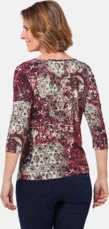 Druckshirt mit Wasserfallkragen - bordeaux / gemustert - Gr. 20 von Goldner Fashion