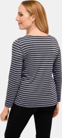 Buntgewirktes Ringelshirt - marine / grau - Gr. 52 von Goldner Fashion