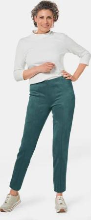 Moderne Leggings in trendigem Velourslederimitat - smaragd - Gr. 27 von Goldner Fashion