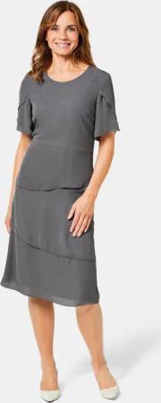 Elegant fallendes Stufenkleid - anthrazit - Gr. 40 von Goldner Fashion