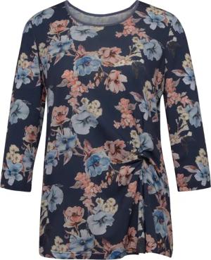 Druckshirt mit Raffung - marine / gemustert - Gr. 21 von Goldner Fashion