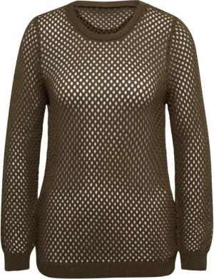 Sommerlicher Strickpullover mit Ajourmuster - khaki - Gr. 52 von Goldner Fashion
