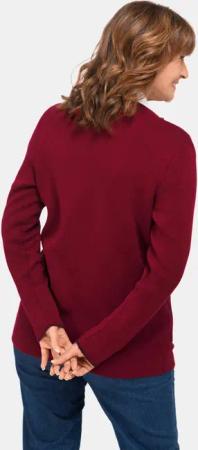 Longstrickjacke mit kontrastfarbenen Zierkanten - dunkelrot - Gr. 38 von Goldner Fashion