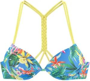 Venice Beach Push-Up-Bikini-Top Hanni, mit tropischem Print und gelben Details