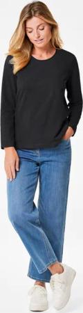 T-Shirt mit Rundhals - schwarz - Gr. 46 von Goldner Fashion