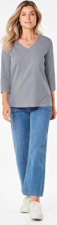 Shirt mit V-Ausschnitt - grau - Gr. 38 von Goldner Fashion