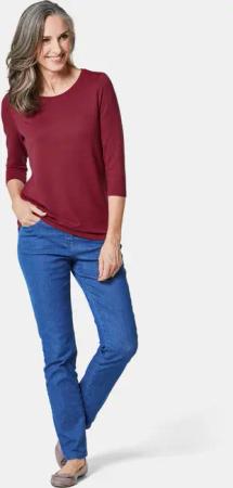 Kombifreundliches Shirt mit ¾ Arm - dunkelrot - Gr. 44 von Goldner Fashion