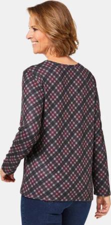 Druckshirt mit Glitzersteinchen - marine / dunkelrot - Gr. 48 von Goldner Fashion