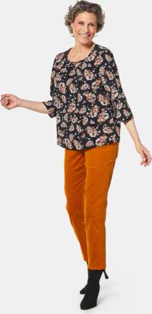 Bluse mit Blumendruck - schwarz / geblümt - Gr. 44 von Goldner Fashion