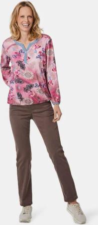 Paisley-Druckshirt mit schönem Ausschnitt - rosé / gemustert - Gr. 52 von Goldner Fashion