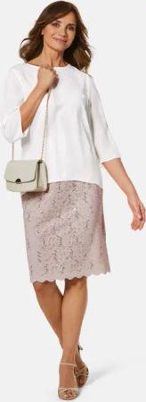 Elegante Bluse aus Chiffon mit Glitzersteinen - cremeweiß - Gr. 38 von Goldner Fashion