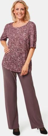 Chiffonbluse mit farbbrillantem Druck - aubergine / altrosé / gemustert - Gr. 20 von Goldner Fashion