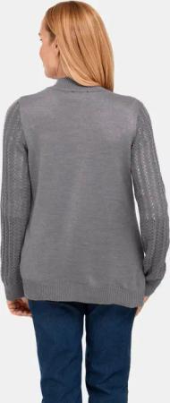 Ajourstrickjacke - grau / melange - Gr. 42 von Goldner Fashion