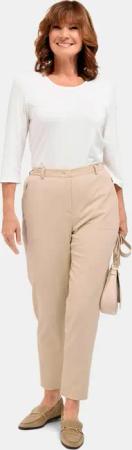 Trageangenehme Rippenhose Klassik-Schnitt - beige - Gr. 27 von Goldner Fashion