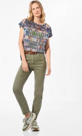 Ultraleichte Druckbluse aus reiner Baumwolle - bunt / gemustert - Gr. 21 von Goldner Fashion