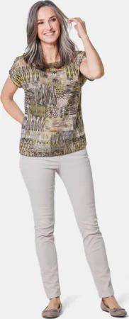 Ultraleichte Druckbluse aus reiner Baumwolle - taupe / gemustert - Gr. 20 von Goldner Fashion