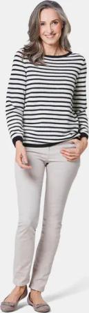 Kaschmirpullover mit U-Boot Ausschnitt - schwarz / weiß / geringelt - Gr. 44 von Goldner Fashion