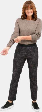 Wendedruckhose - schwarz / lila / geblümt - Gr. 225 von Goldner Fashion