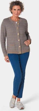 Strickjacke mit Taschen - taupe / grau / melange - Gr. 54 von Goldner Fashion
