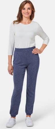 Bequeme Flausch-Freizeithose mit Bündchen - marine / melange - Gr. 50 von Goldner Fashion