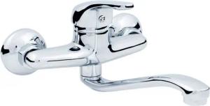 Hydroland Waschtischarmatur JOKER "S" Wandarmatur langer Auslauf, Wasserhahn, Einhand Badarmatur, Chrom