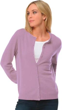 Kuschelweiche Kaschmir-Strickjacke mit Rundhals - flieder - Gr. 24 von Goldner Fashion
