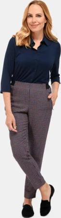 Stretchbequeme Karohose - royalblau / cognac / kariert - Gr. 265 von Goldner Fashion
