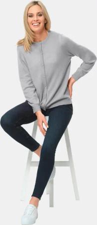 Kuschelweiche Kaschmir-Strickjacke mit Rundhals - grau / melange - Gr. 25 von Goldner Fashion