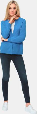 Kuschelweiche Kaschmir-Strickjacke mit Rundhals - blau - Gr. 44 von Goldner Fashion