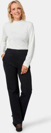 Stretchbequeme Jerseyhose VERA mit Glitzer - schwarz / kupferfarben / goldfarben / gemustert - Gr. 44 von Goldner Fashion