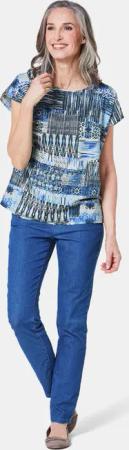 Ultraleichte Druckbluse aus reiner Baumwolle - blau / gemustert - Gr. 21 von Goldner Fashion