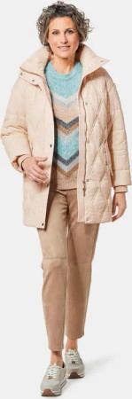 Steppjacke mit hübschem Flock-Druck - beige - Gr. 46 von Goldner Fashion