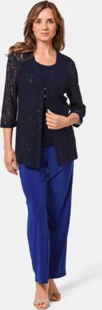 Figurumspielendes Spitzenjäckchen mit Pailletten - marine - Gr. 21 von Goldner Fashion